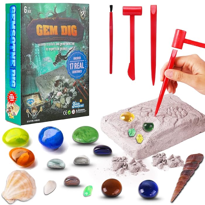 Buy Gemstones Dig Kit for Kids, Dig It Up 17 Gems Crystals Rocks Education Science Experiments