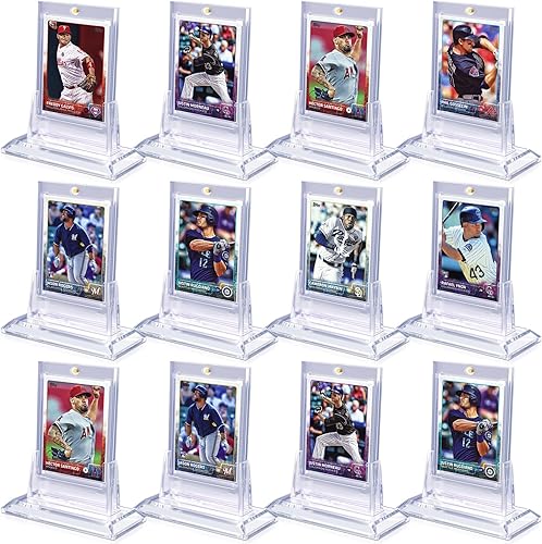 Tarjeteros magnéticos de 12 quilates para tarjetas intercambiables, tarjeteros de béisbol acrílicos de 35 puntos con 12 soportes para tarjetas,