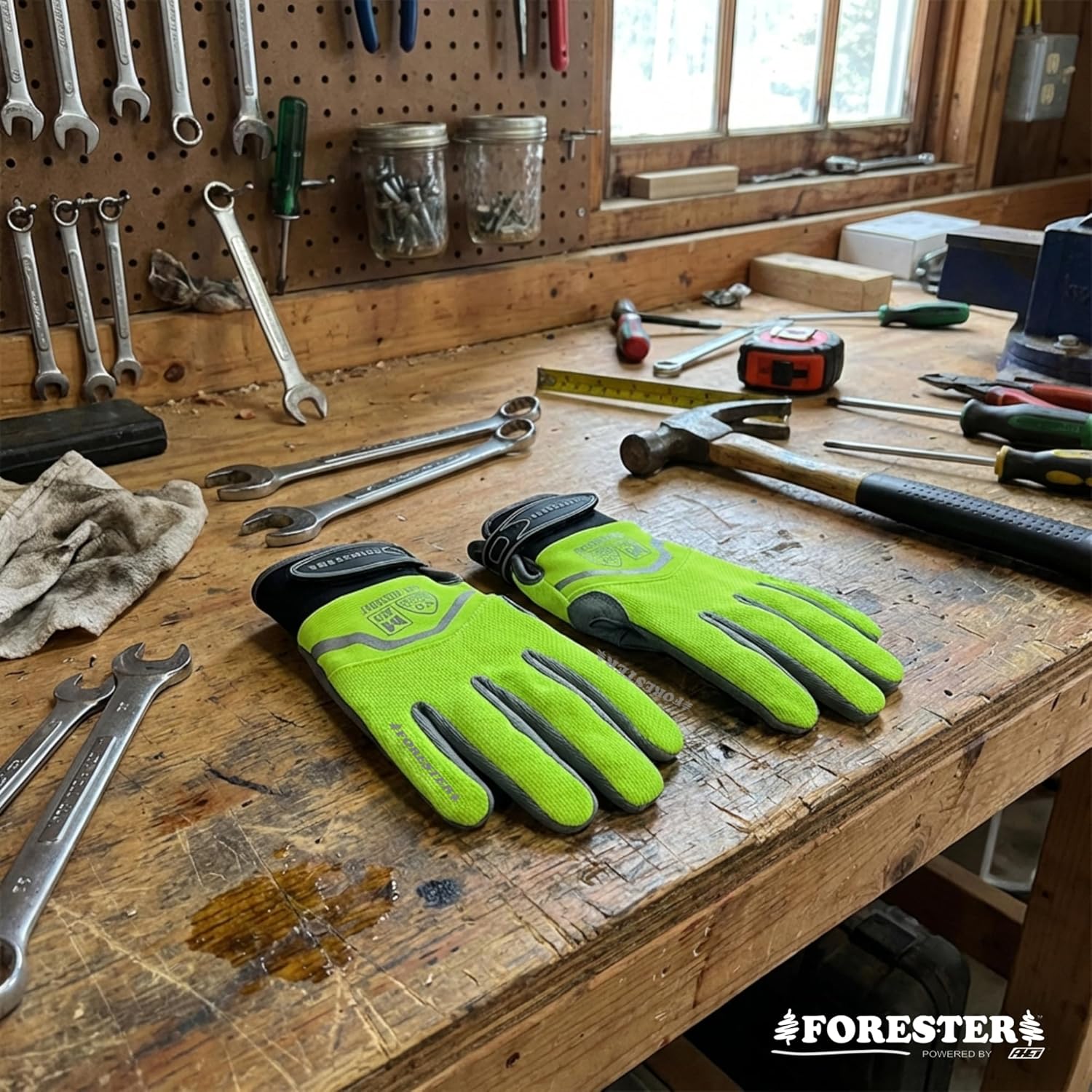 FORESTER Cut Resistant Work Gloves | Cut Level 5 Gloves for Arborists, Construction & Mechanics | ANSI Puncture 3