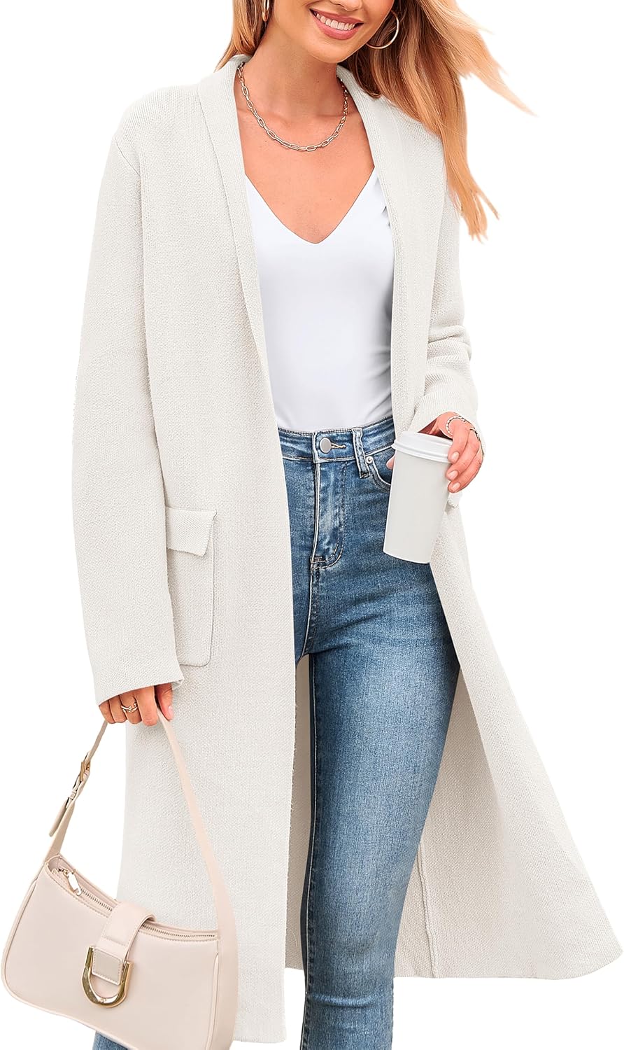 MASCOMODA Open Front Long Cardigan Sweaters for Women Trendy 2025 Fall Winter Oversized Sweater Coats Knit Coatigan Jackets