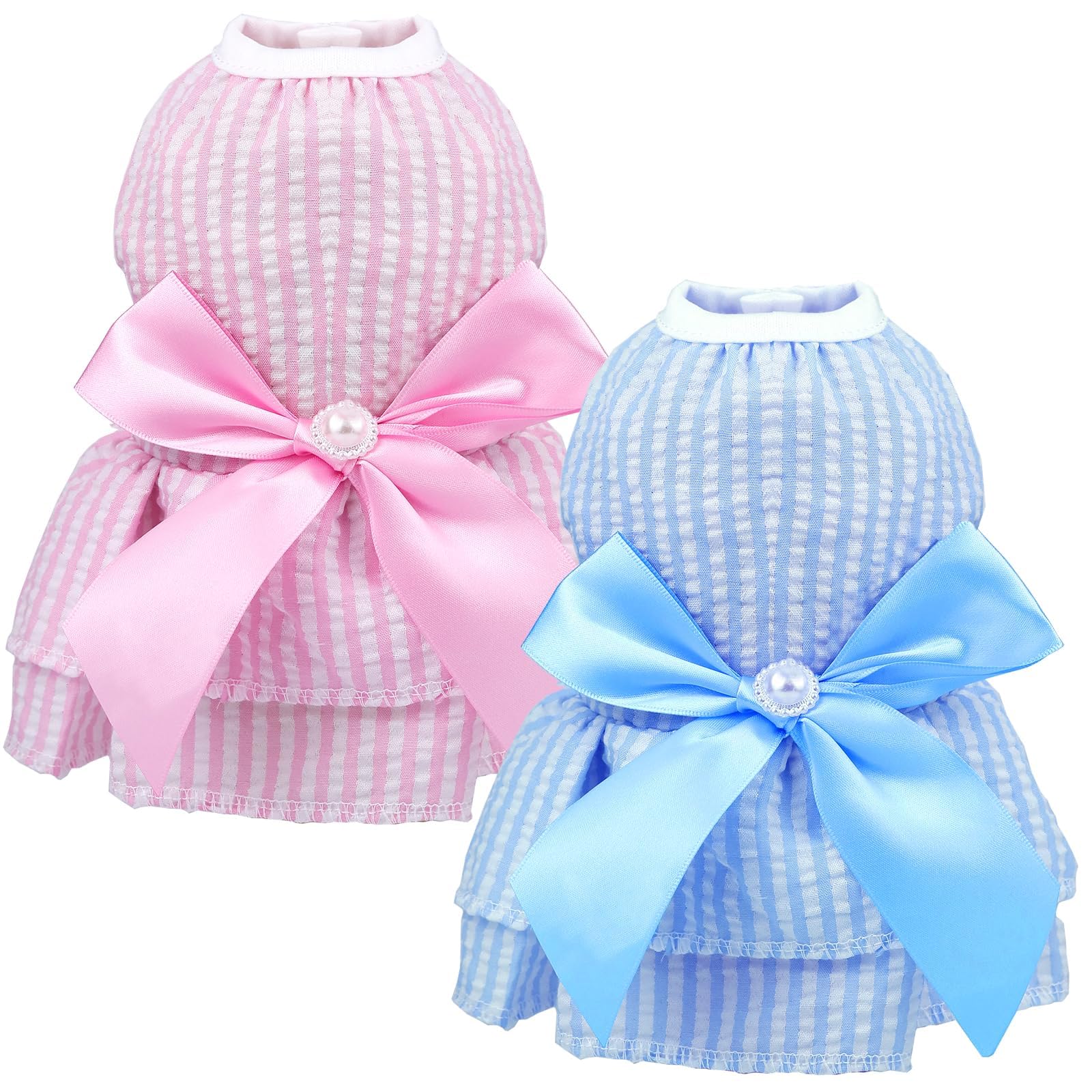 2 Pcs Dog Dresses for Puppy Girl Female Clothes Summer Princess Doggie Tutu Skirt Apparel for Yorkies Chihuahua Pup Cat Outfit(X-Small)