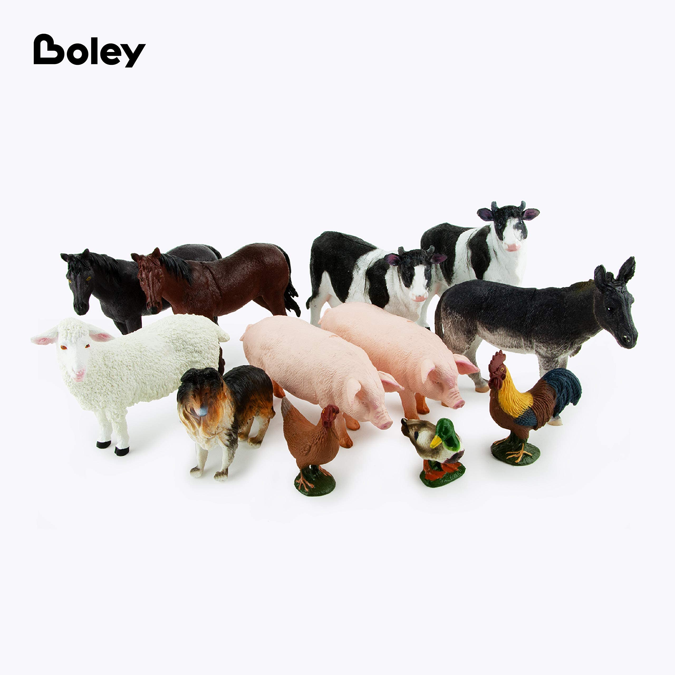 Boley Farm Animal Figures 12 Pack Small Farm Animal Toys Kids Ages 3