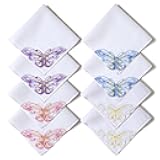 Selected Hanky Women's Cotton Handkerchiefs with Butterfly Lace at Corner, Ladies Hankies 8 Pcs, Handkerchiefs of Textiles