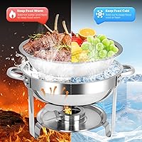 Vista 2 de Platos de Roce para Bufé, Juego de Platos de Roce de Acero Inoxidable de 6QT con Tapas, Calentadores de Alimentos para Fiestas y Bufé, Servidores