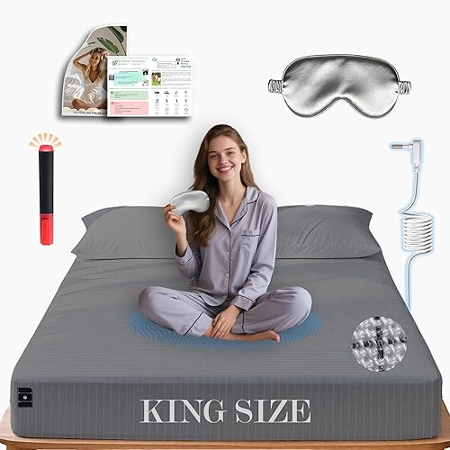 Ali King Grounding Sheets - Sábanas de algodón suave con fibra plateada, bolsillo profundo de 15 pulgadas para mejorar el sueño (gris oscuro, King