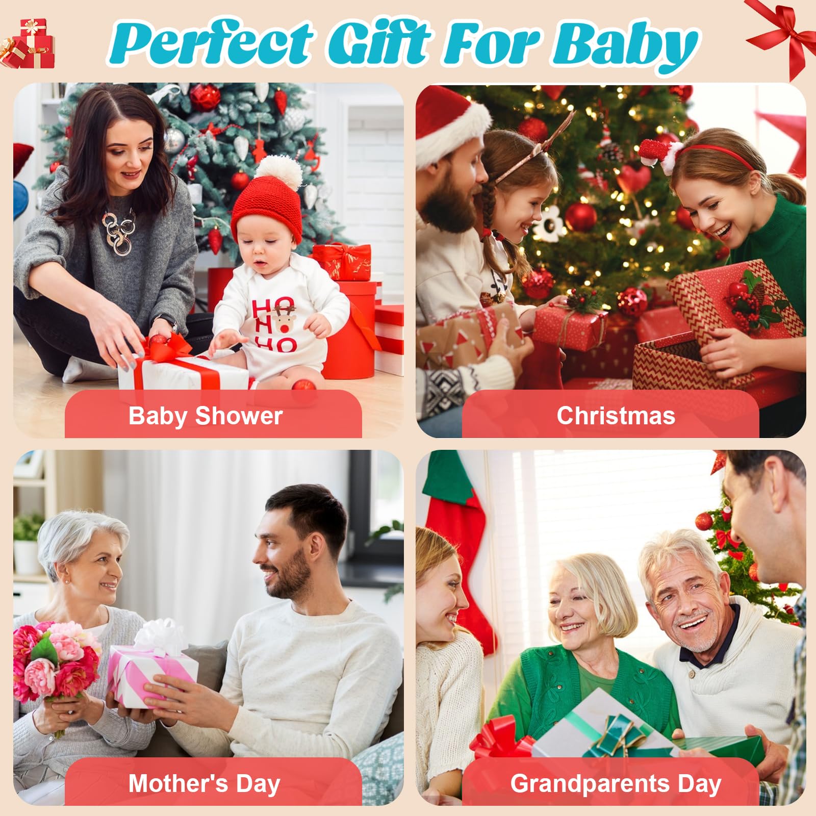 Kit de huellas de manos y pies de bebé, fabricante de huellas y manos sin tinta, regalos para nuevos padres, marco de madera de recuerdo de recién nacido, regalos para baby shower para niños y niñas
