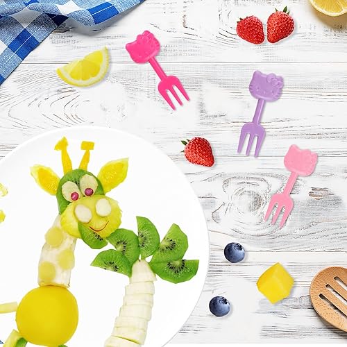 Miniatura 3 de Palillos de comida para niños, lindos mini tenedores Bento, caja Bento reutilizable, juego de palillos de dientes para el almuerzo (50 unidades)