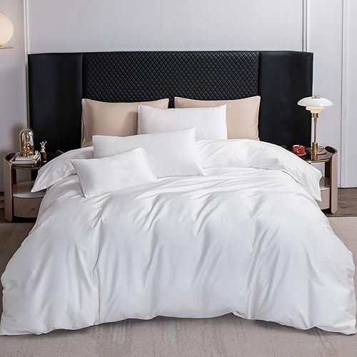 Miniatura 90 de MooMee Queen Duvet Cover Set, 100% Extra Long Staple Cotton 600 Thread Count Sateen Silky Soft Breathable Durable Luxury Hotel Quality Bedding Set