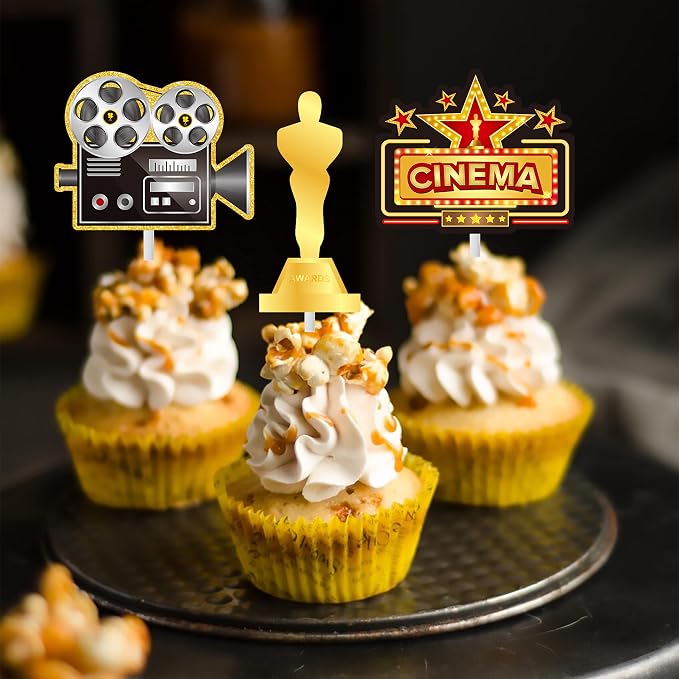 36 piezas decoraciones para cupcakes tema cine miniatura 2