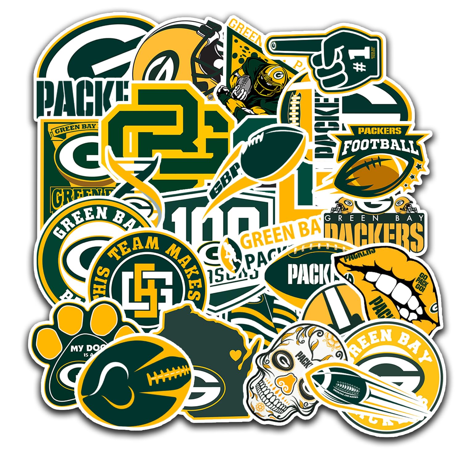 Set de 27 pegatinas de fútbol Green Bay, el detalle perfecto para regalar a aficionados