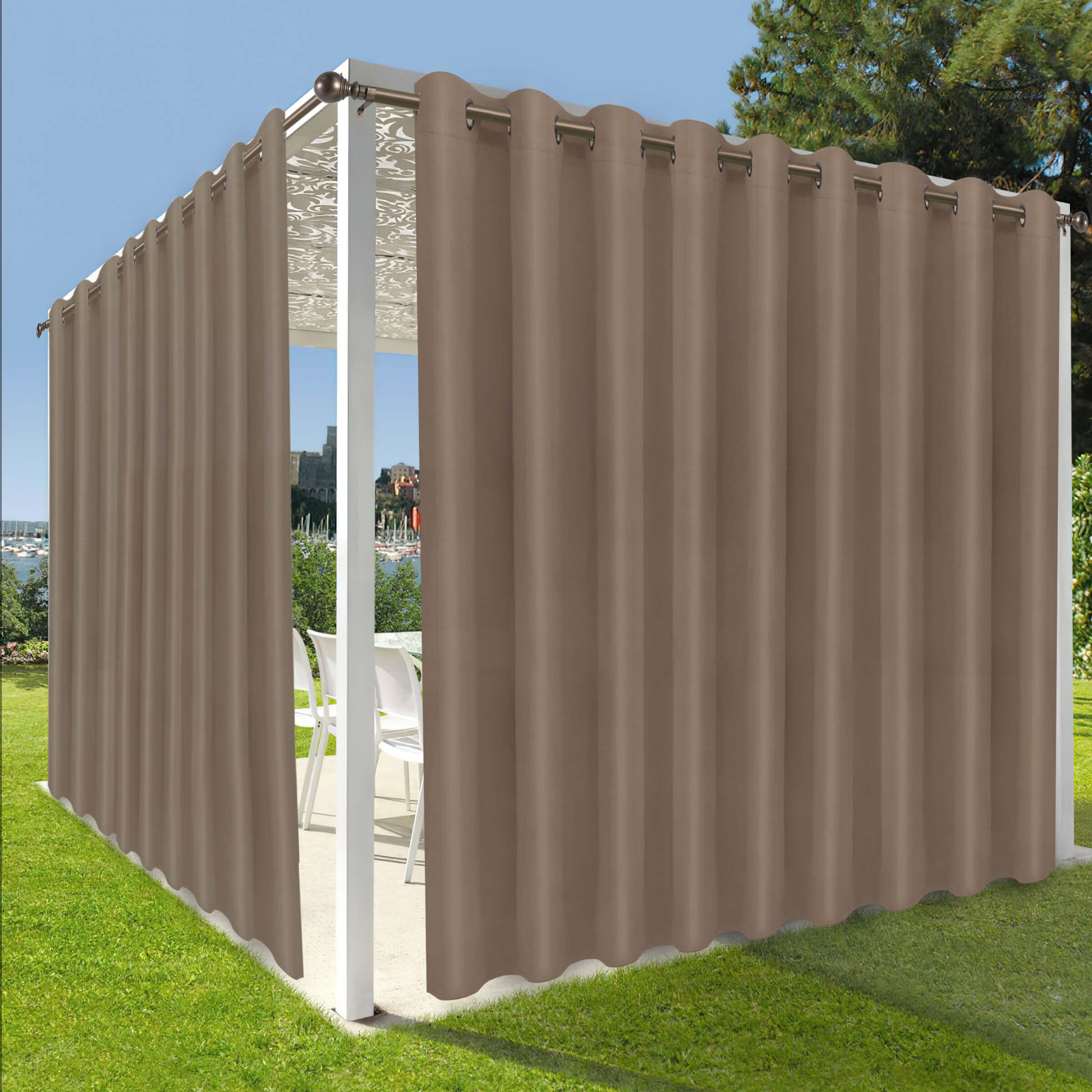 OutdoorLines Waterproof Indoor Outdoor Curtains for Patio-Privacy Sun Blocking Grommet Curtain Panel Weatherproof, UV Resistant Curtains for Gazebo,
