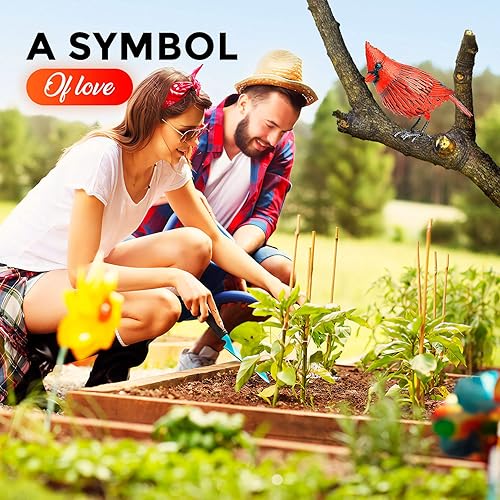 Miniatura 3 de Decoración de jardín de pájaro de metal con estatua cardenal, arte de metal para patio, esculturas y estatuas para exteriores, pájaro rojo grande,