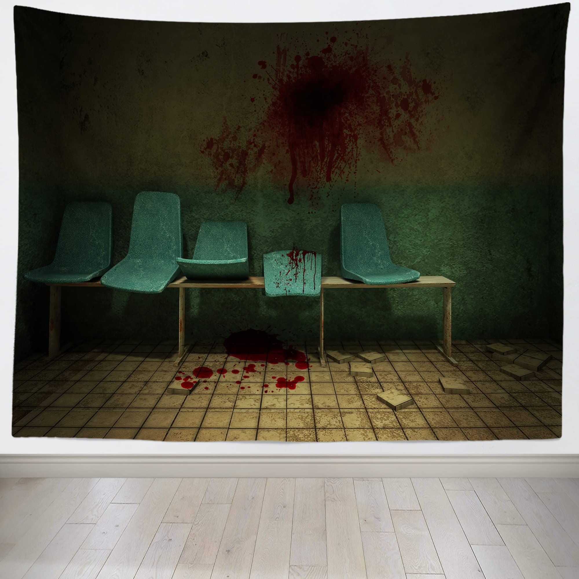 BELECO 15x10ft Fabric Bloody Grungy Wall Backdrop Blood Splash Bloody Handprint Scary Horror