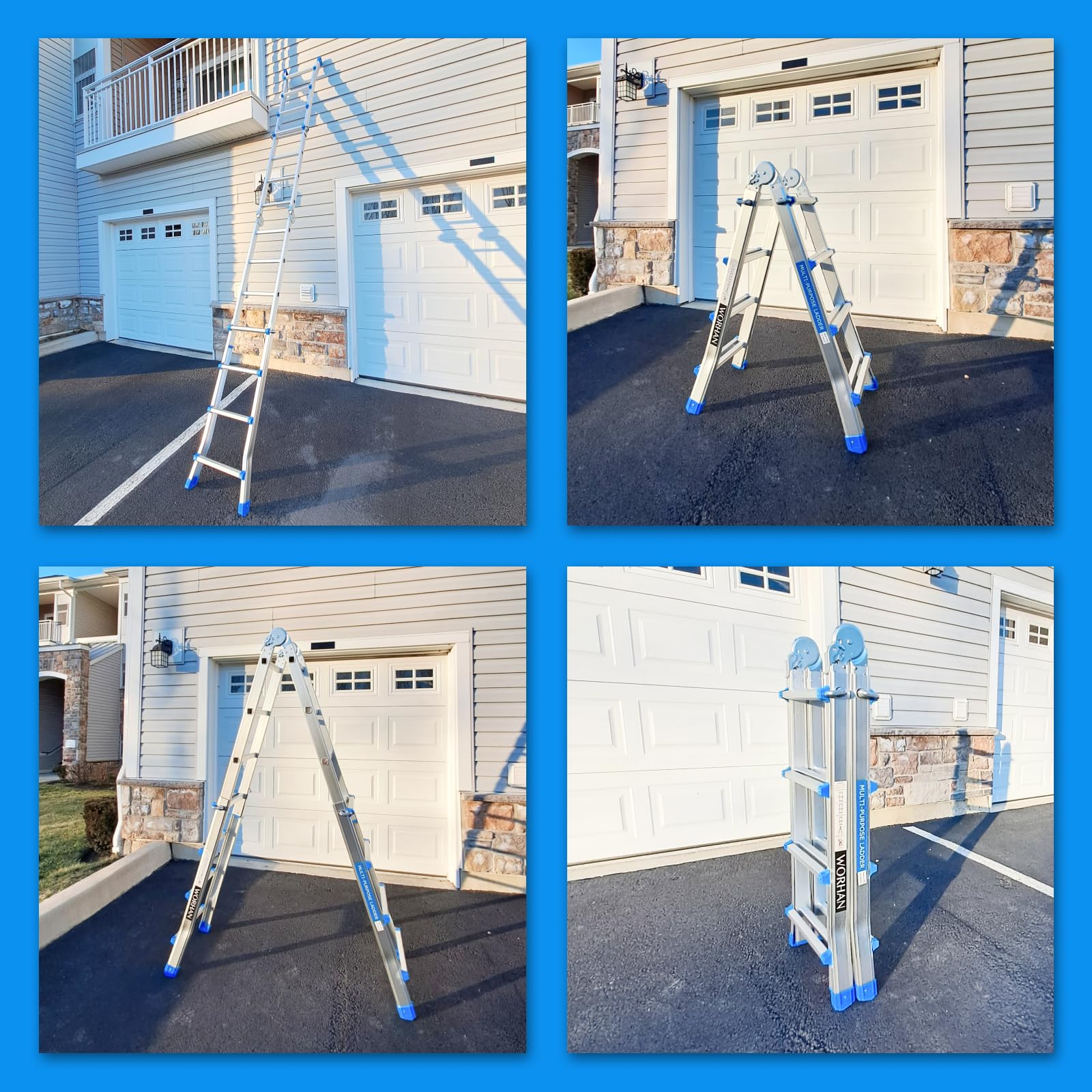 Escalera 414cm Aluminio Telescopica WORHAN 4.14m Multifuncion Multiuso WORHAN Aluminio Plegable Tijera L4