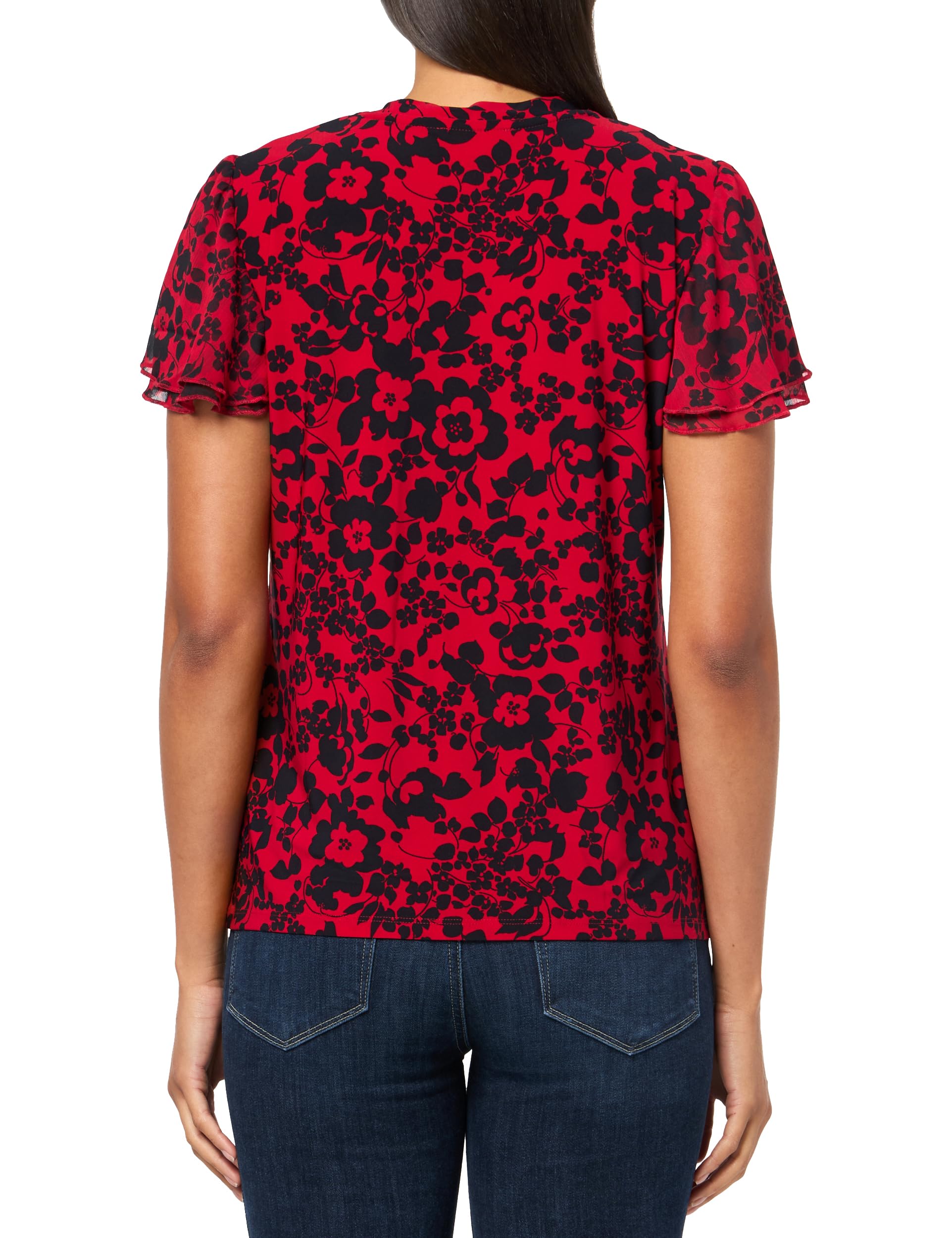 Tommy Hilfiger Damen Flutter Sleeve Floral Top Oberteil mit Flatterärmeln und Blumenmuster (1er Pack)