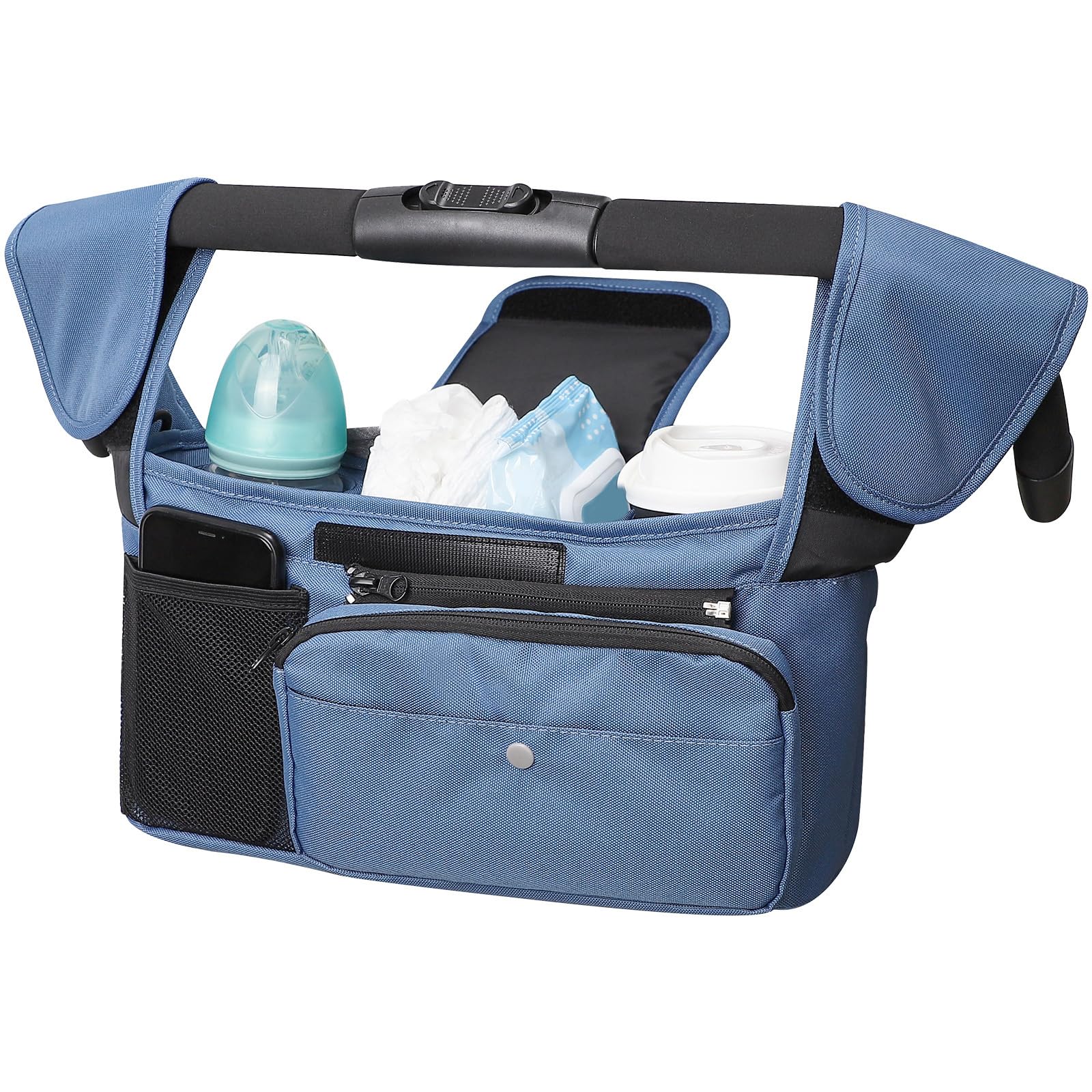Borsa per carrozzina per bambini, organizer per passeggini, tasche staccabili per telefono, tracolla multifunzione per passeggini e organizzatori Hangi