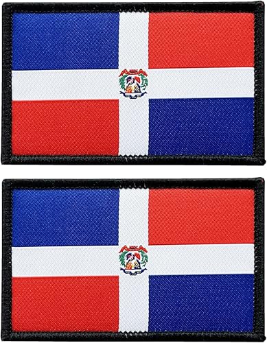 FWIW Paquete de 2 parches de bandera dominicana, banderas militares tácticas nacionales, parches para ropa, sombreros, chaquetas, mochilas,