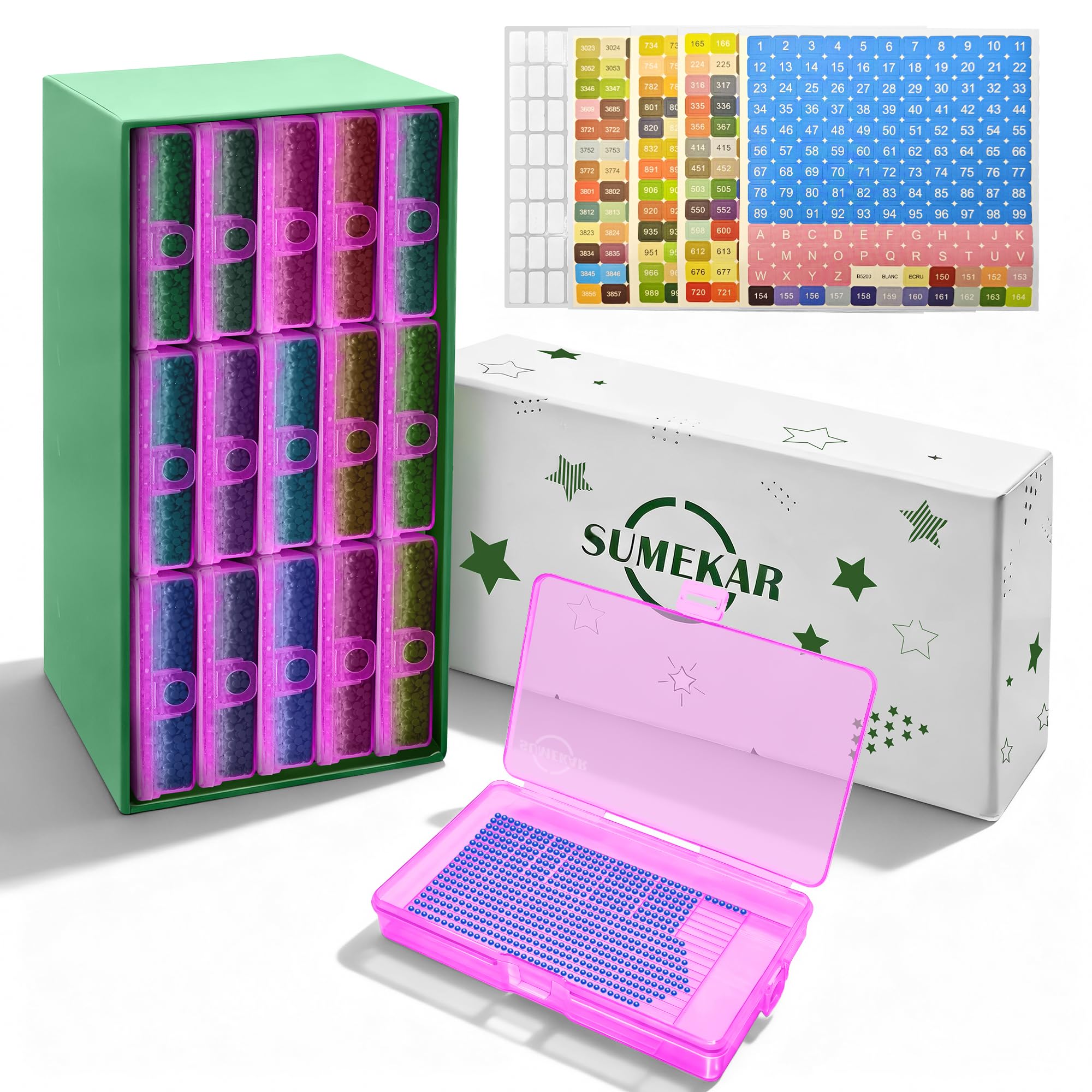 Sumekar 15PCS Extra Large Diamond Painting Storage Containers Trays,Diamond Painting Accessories,2-in-1 Diamond Art Trays with Lids(Purple)