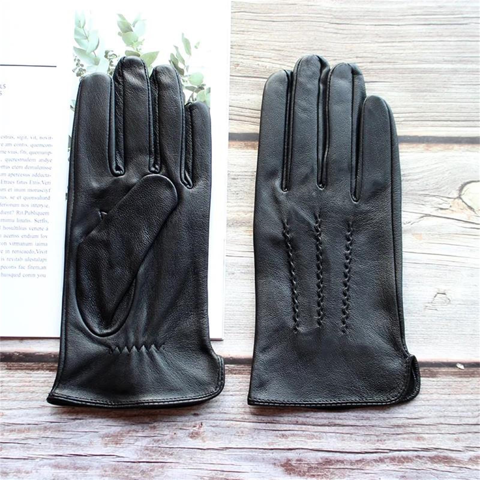 Guantes de piel de oveja auténtica para hombre, delgados, sin forro, para pantalla táctil, mensajes de texto, verano, al aire libre, conducción