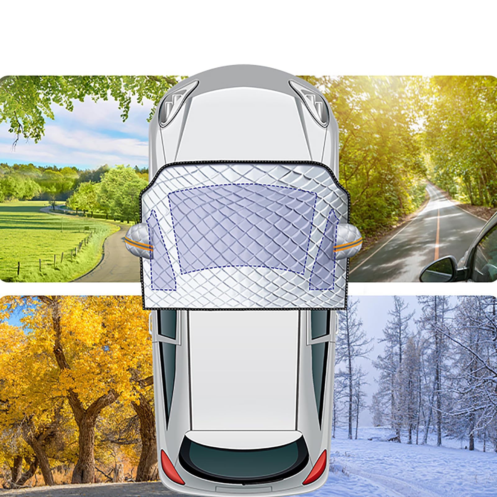Frontscheibenabdeckung Auto Winte Für Citroen Jumpy 2 2007-2016, Scheibenabdeckung Magnet Windschutzscheibenabdeckung Frostschutz Sonnenschutz für Gegen Schnee EIS Frost UV,B/Orange