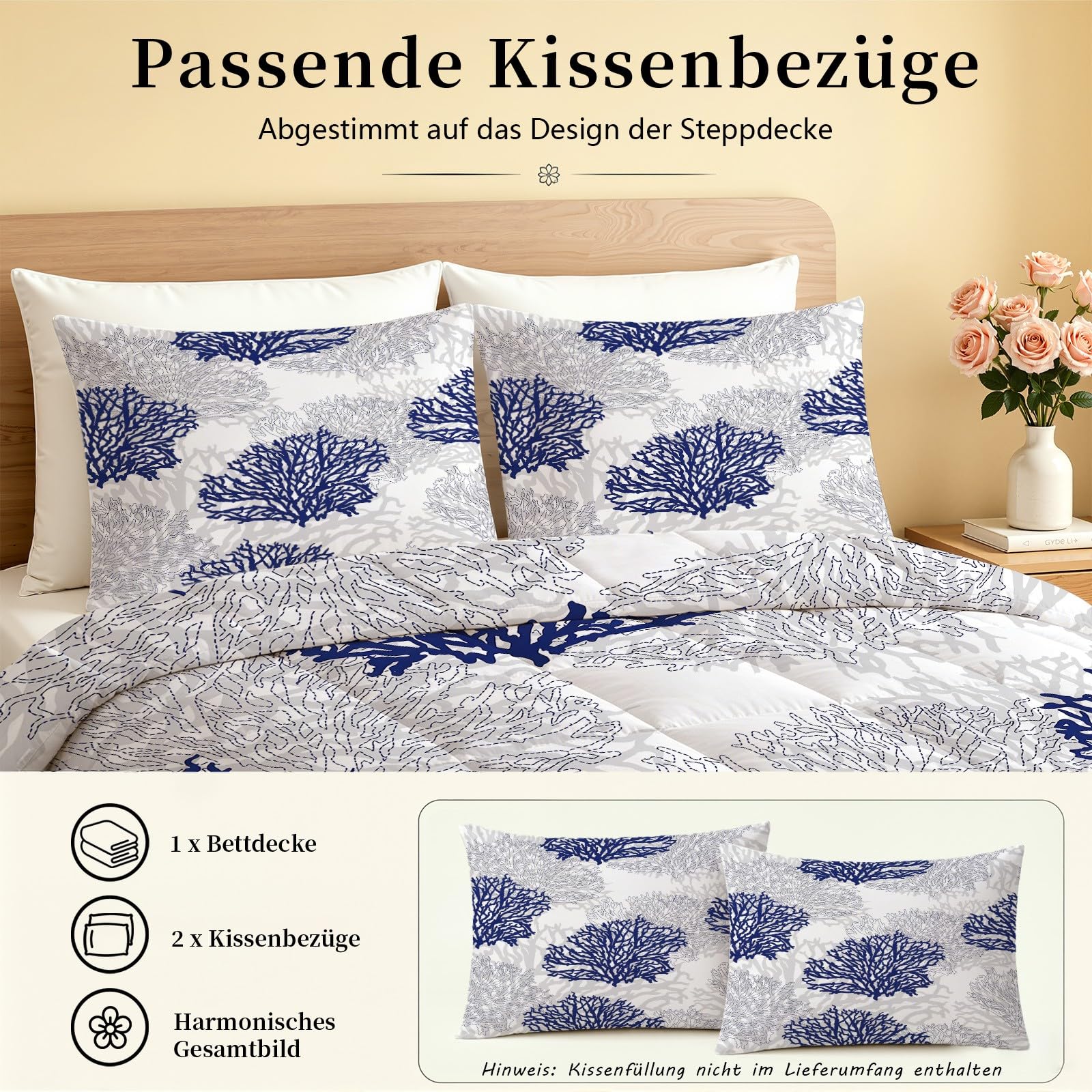 Meer Strand Bettdecke 140x220 Ganzjahresdecke, Koralle Küste