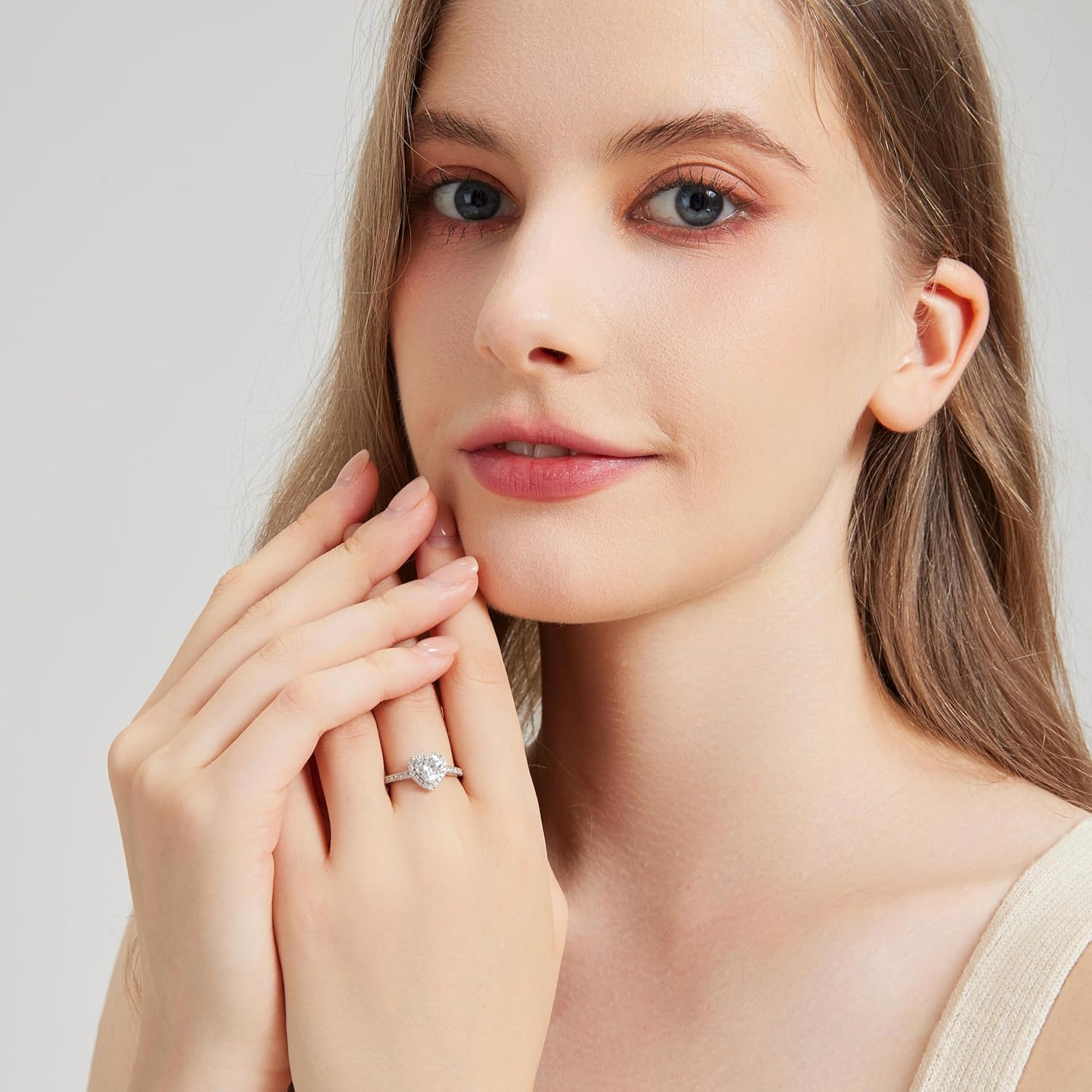 925 Sterling Silver Engagement Rings for Women Heart Cut Cubic Zirconia Wedding Promise Rings for Her Size 4-12.5 - Image 5