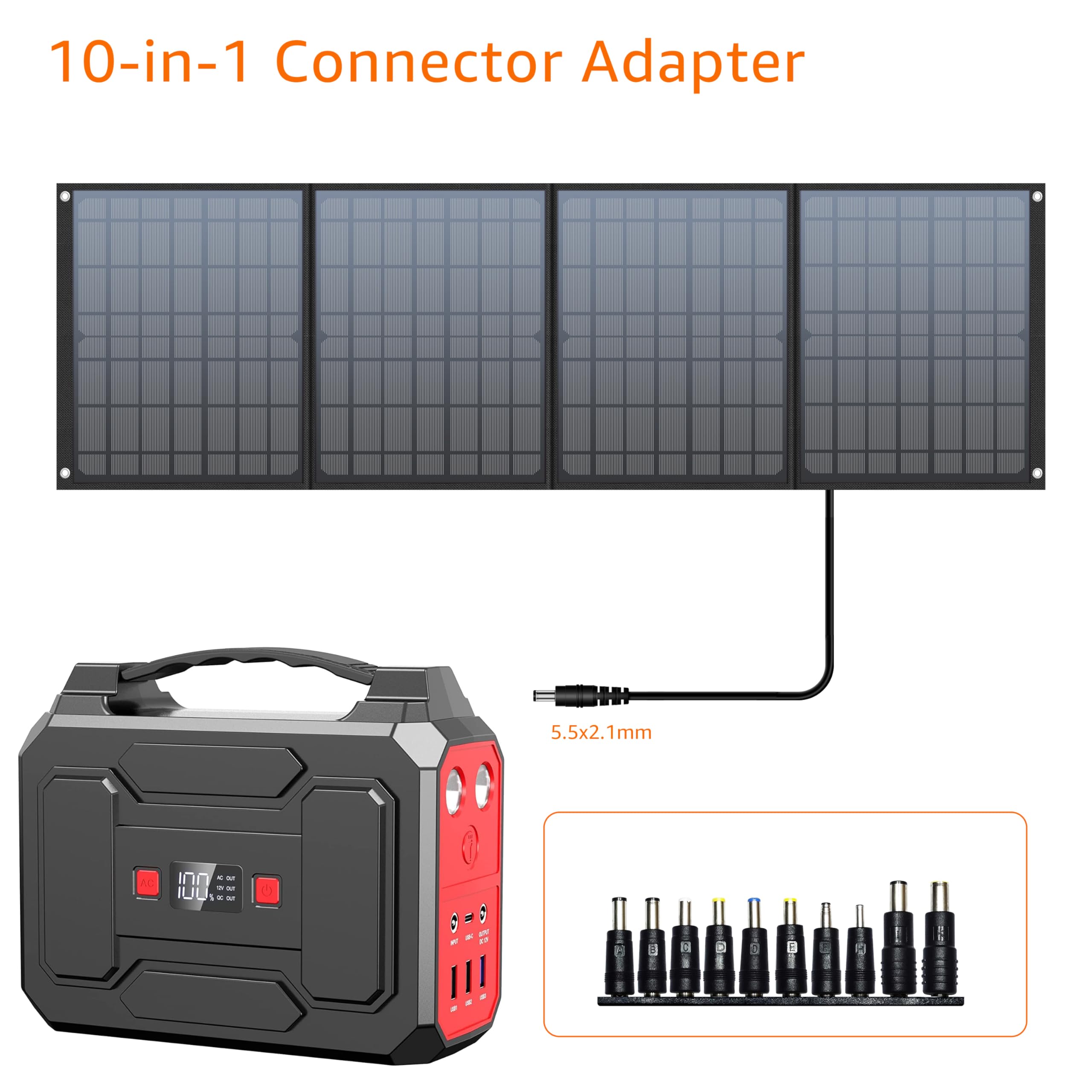 Powkey Faltbares Solarpanel 40Watt Tragbares Solarpanel, Solarladegerät mit USB Type-C QC3.0 DC Ausgang, Monokristallines Solarmodul für Wohnmobil Camping Powerstation Mobiltelefone
