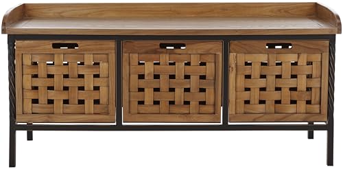 SAFAVIEH Home Collection – Isaac Oak Wooden Storage Bench with