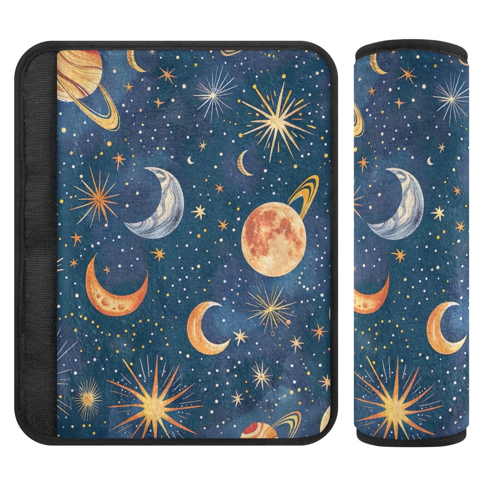 RPLIFE Stars Moons Planets Blue Kid Seatbelt Cover Soft Seat Belt Pad, Car Safety Belt Shoulder Protector, Padding for Safety Belt