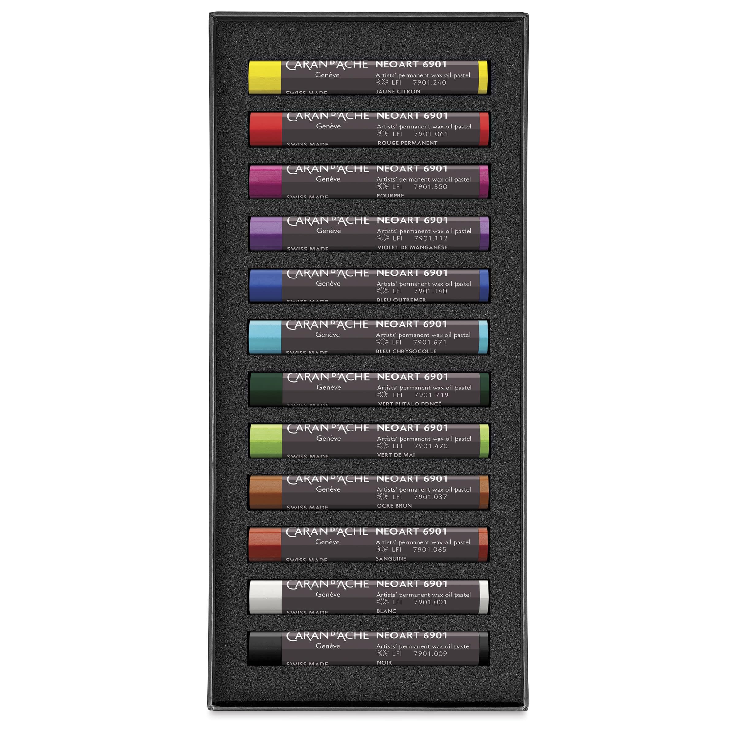 CARAN D’ACHE Neopastel Set 12 Farben, Ölpastelle im Metalletui, Künstler Pastellkreiden, Swiss Made