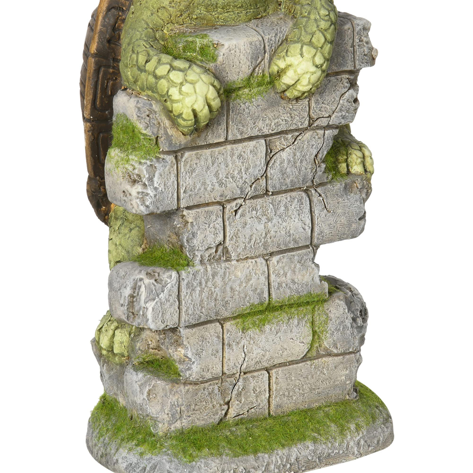 Outsunny Statuetta da giardino a forma di tartaruga con luce solare LED, statua da giardino, scultura da 36,5 cm, ornamento esterno per prato, giardino, cortile