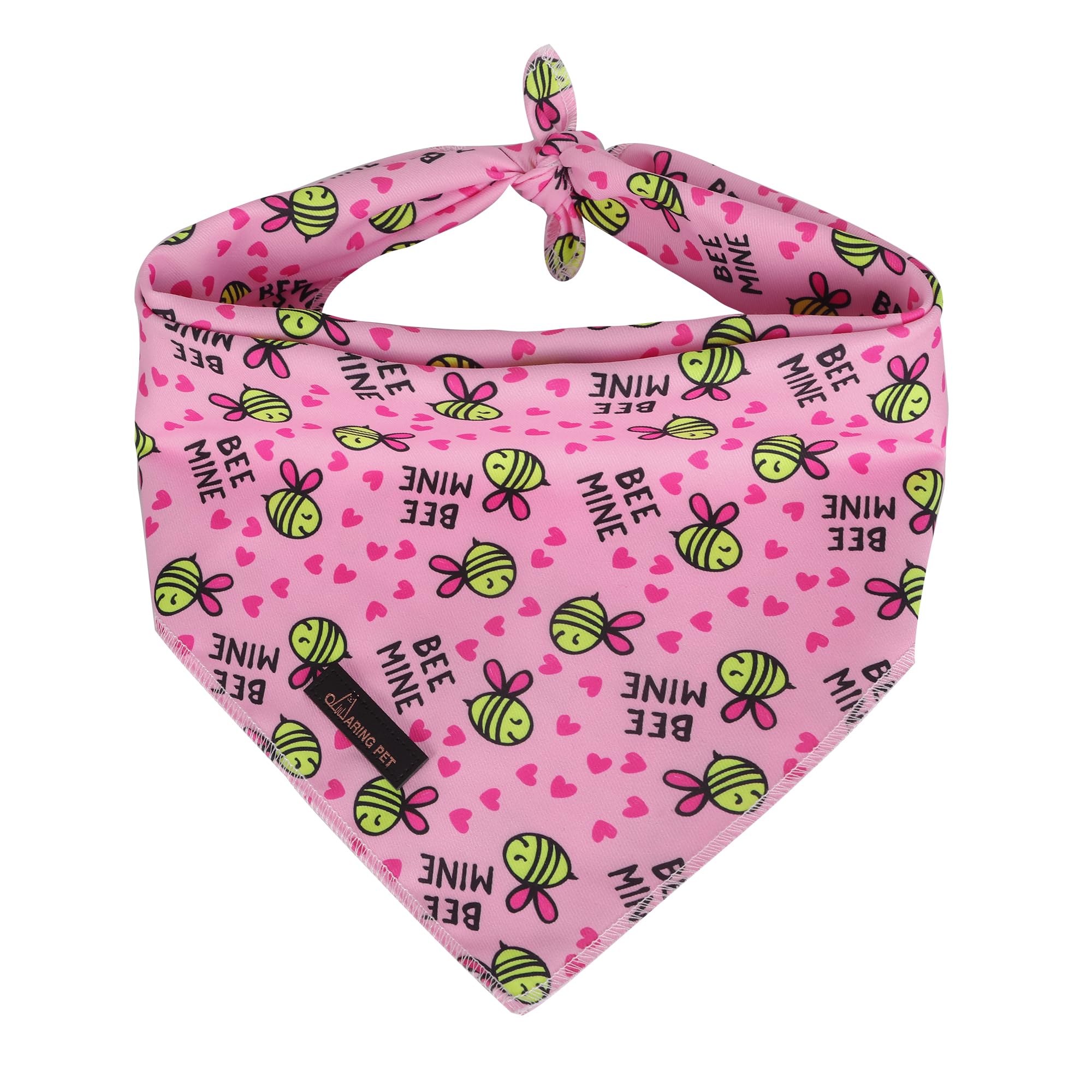 ARING PET Bee Dog Bandanas, Spring Yellow Pink Bees Pet Bandana Scarf Triangle Bibs for Puppy Small Medium Large Boy Girl Dogs Cats-L
