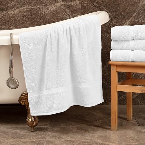 Miniatura 4 de Towel Bazaar Toallas de algodón turco de alta calidad súper suaves y absorbentes (juego de toallas de 8 piezas, color blanco)