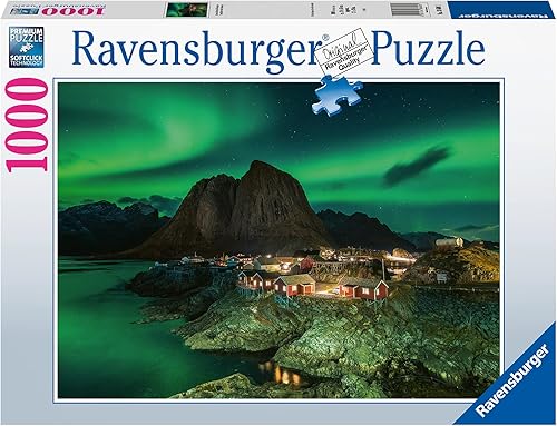 Ravensburger Northern Lights Over Hamnoy Norway - Rompecabezas de 1000 piezas para adultos y niños a partir de 14 años, rompecabezas de paisaje