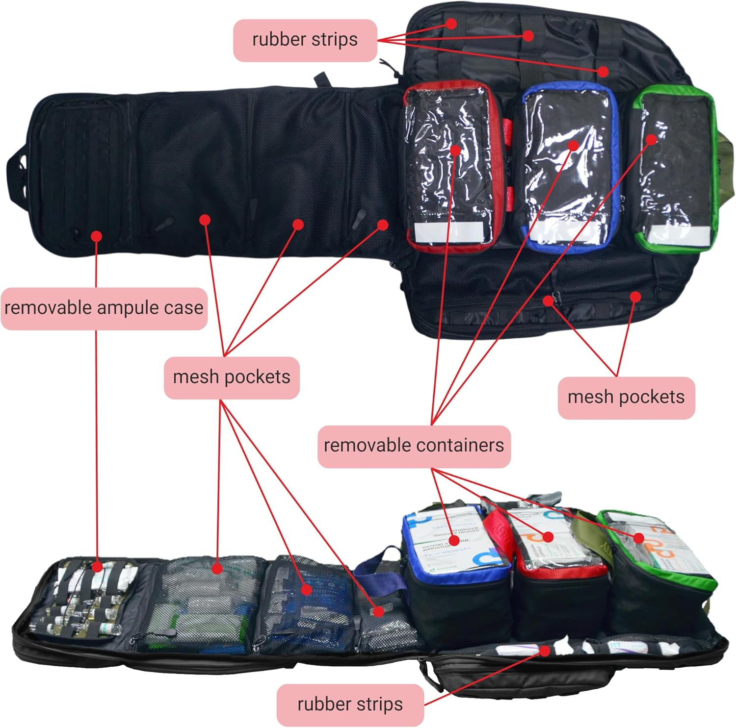 DERBY Tactical Medical Backpack 32L – EMT EMS Trauma Jump Bag with 3 Clear Pouches & Ampoule Organizer – Cordura 500D MOLLE First Responder Pack (Empty) – Made in Ukraine, Black