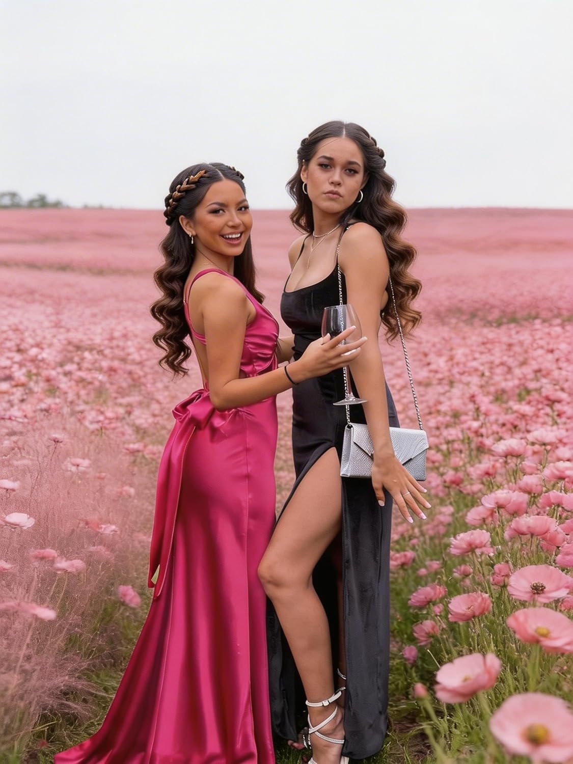 Womens Halter Satin Bridesmaid Dresses 2026 Mermaid V Neck Pleated Formal Prom Dress P31 - Image 6