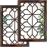 Wocred Set of 2 Caramel Rustic Farmhouse Rectangular Wall Mirrors, 11x15 Inch Accent Decor for Bathroom, Bedroom, Living Room