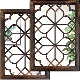 Wocred Set of 2 Rectangular Wall Mirror,Gorgeous Rustic Farmhouse Accent...