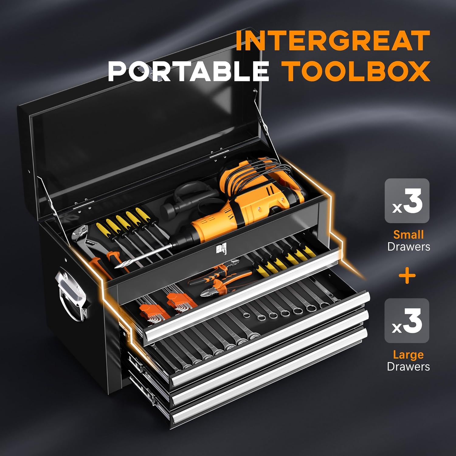 Black Alloy Steel 8-Drawer Rolling Tool Chest with Lockable Wheels