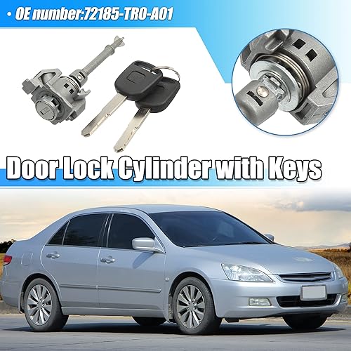 Miniatura 2 de X AUTOHAUX Juego de cilindros de bloqueo de puerta lateral del conductor con 2 llaves para Honda Civic 2012-2015 72185-TR0-A01