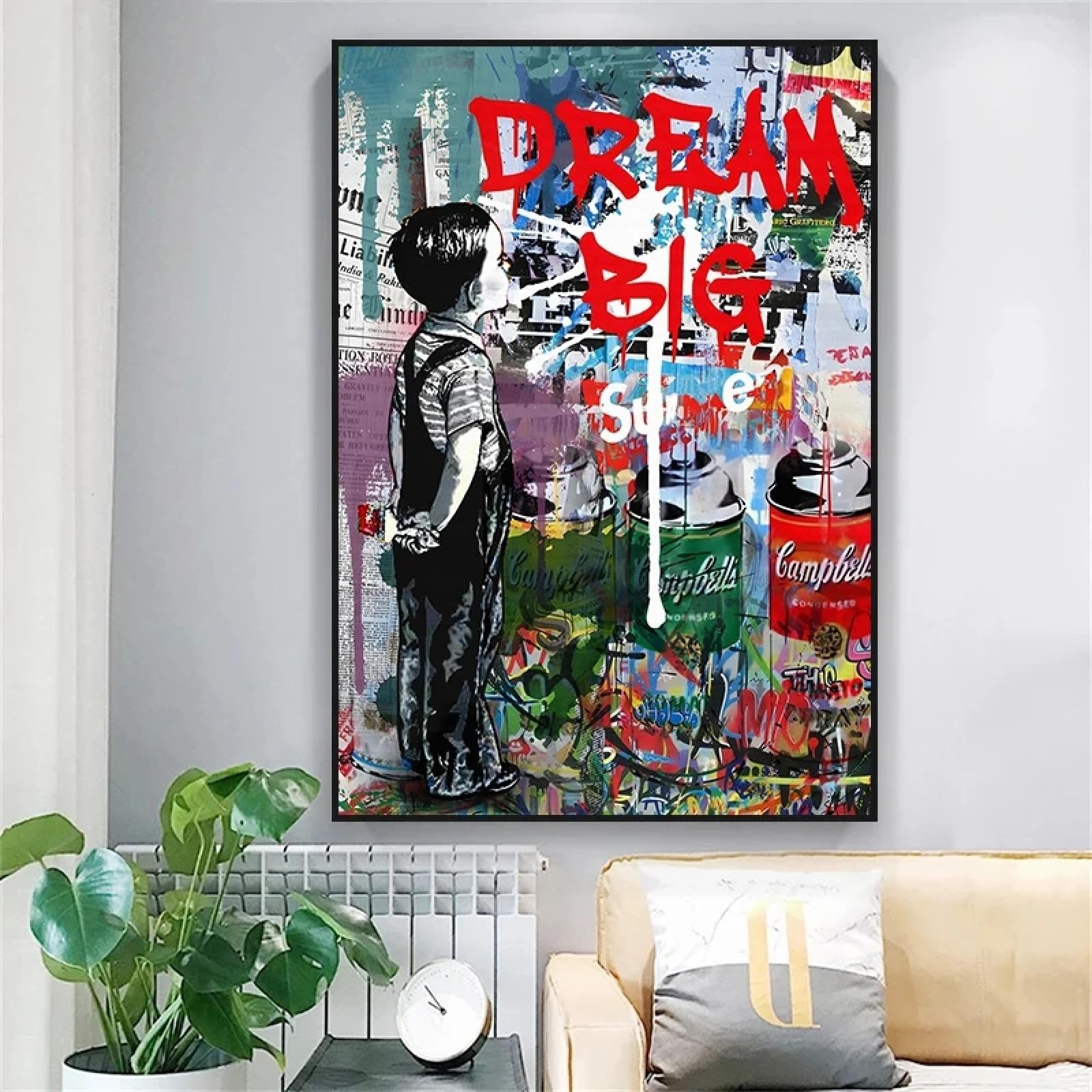 ZHAOLIN Graffiti Artwork Pop Wall Art Dream Big Dreams Canvas Posters Street Art Painting Picture for Living Room Home Decoration 40x60cm(16x24in) Frameless