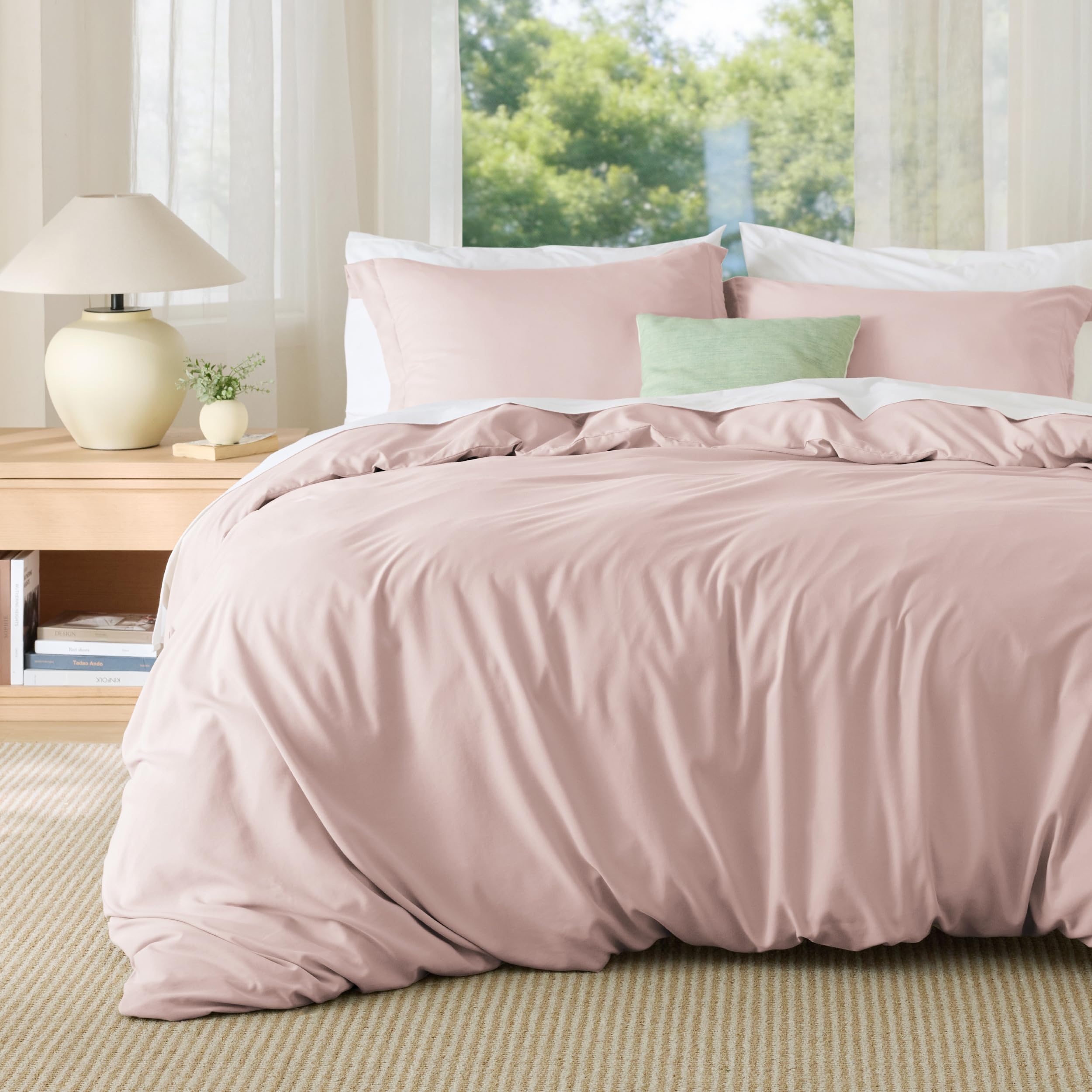 Bedsure Oversized King Duvet Cover, Soft Double Brushed Bedding, Rose Pink