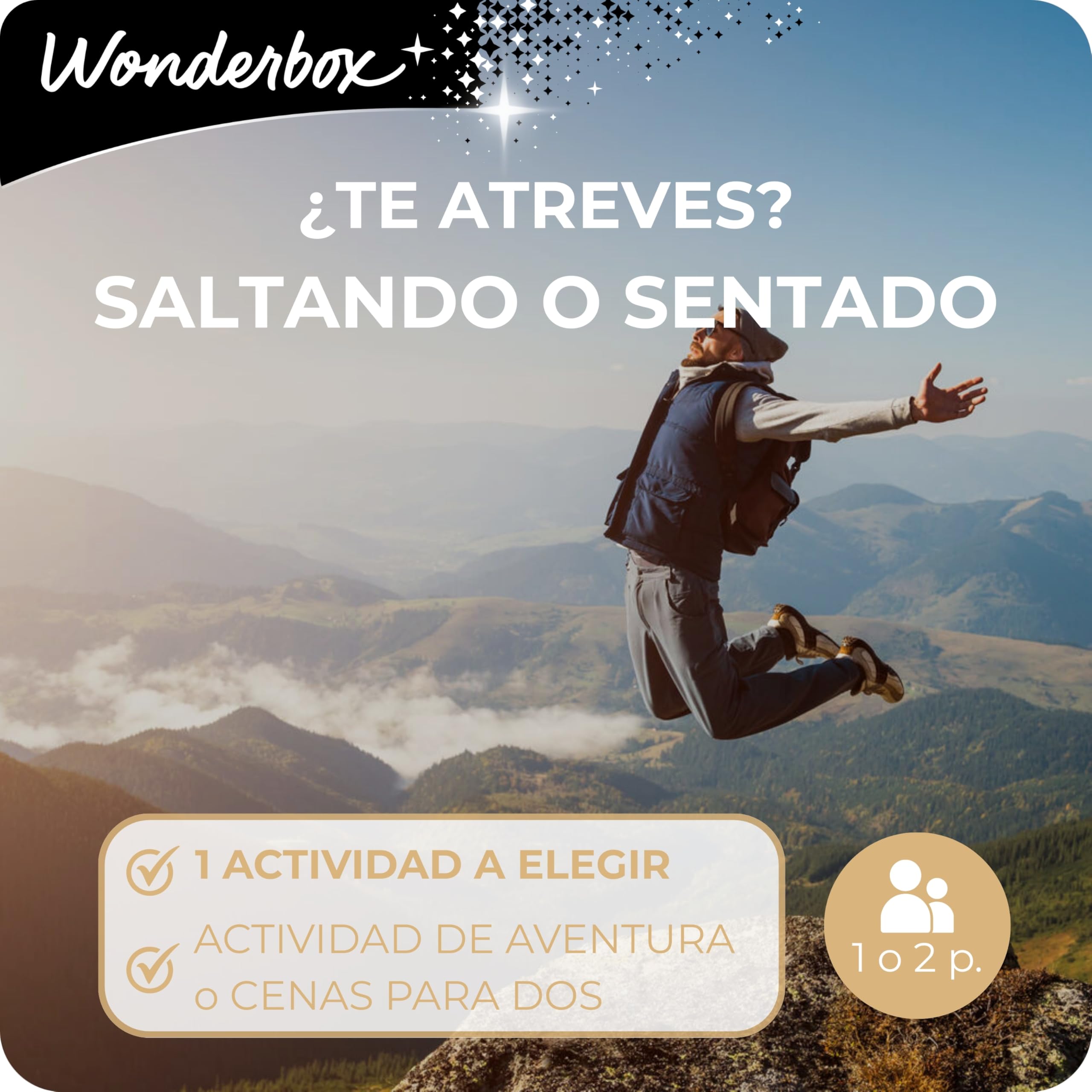 WONDERBOX - Caja Regalo - Te Atreves - Saltando O Sentado - 1 Actividad de Adrenalina o 1 Tratamiento Bienestar - para 2 Personas - 650 Actividades de Aventura o 450 cenas - Ideas Regalo