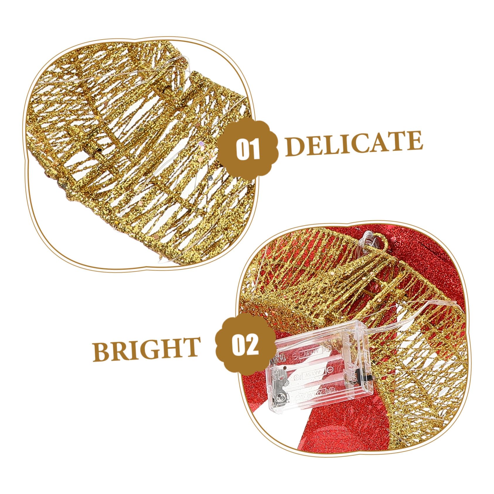 Guirnalda Navidad LED con Lazo Dorado Decorativa para Puerta Exterior Interior Adorno Invierno para Fiesta y Escenario