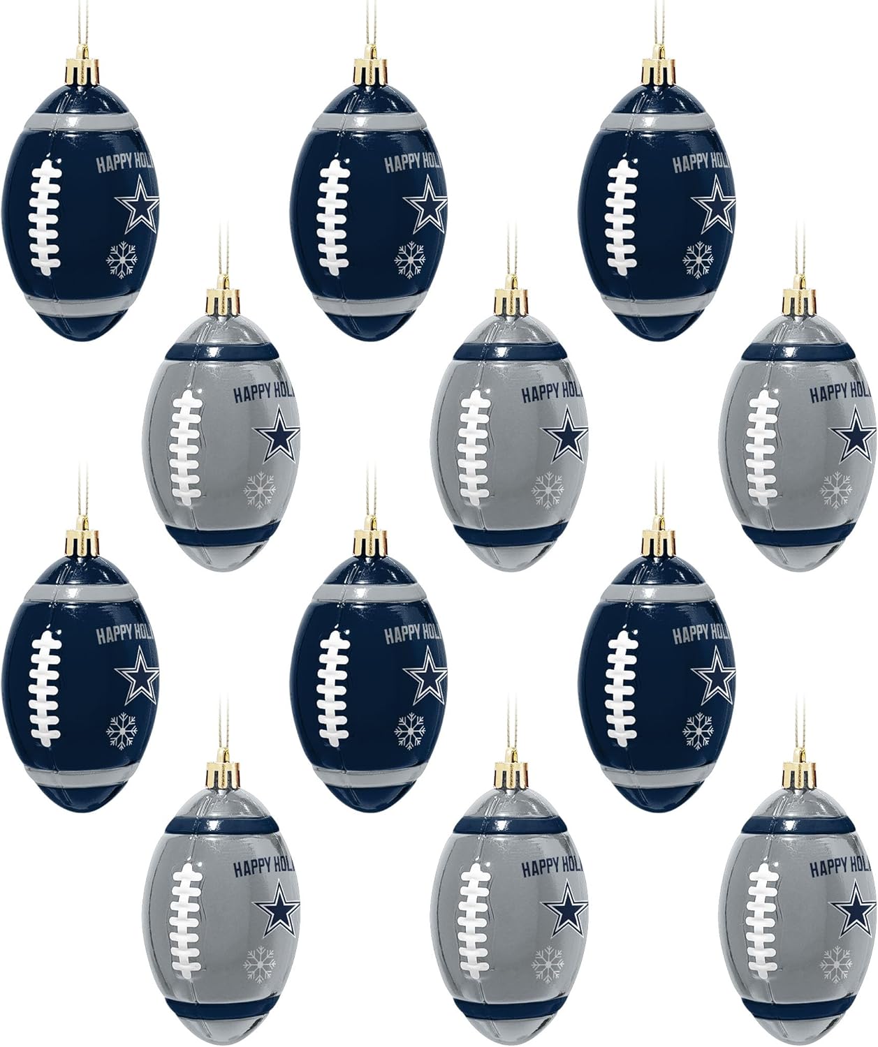 FOCO NFL Unisex-Adult NFL Team Logo 12-Pack Football Hanging Tree Holiday Ornament Set