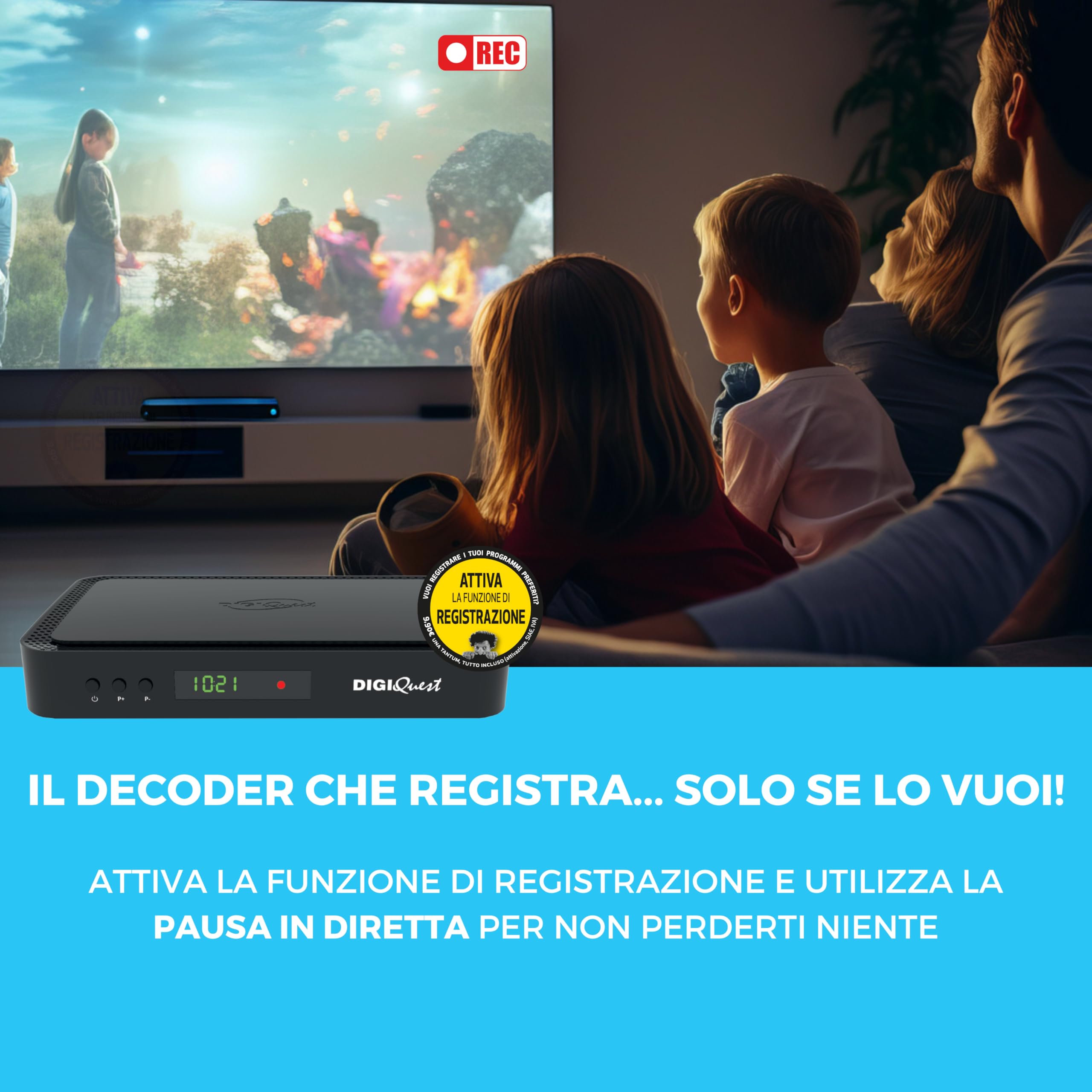 DIGIQUEST Decoder tivùsat Combo 4K Q99 | Satélite + Terrestre | HbbTV Interactivo | HEVC Main 10 | Grabación activable | Mando 2 en 1 | Smartcard incluida | Preparado para Sistema Merlin