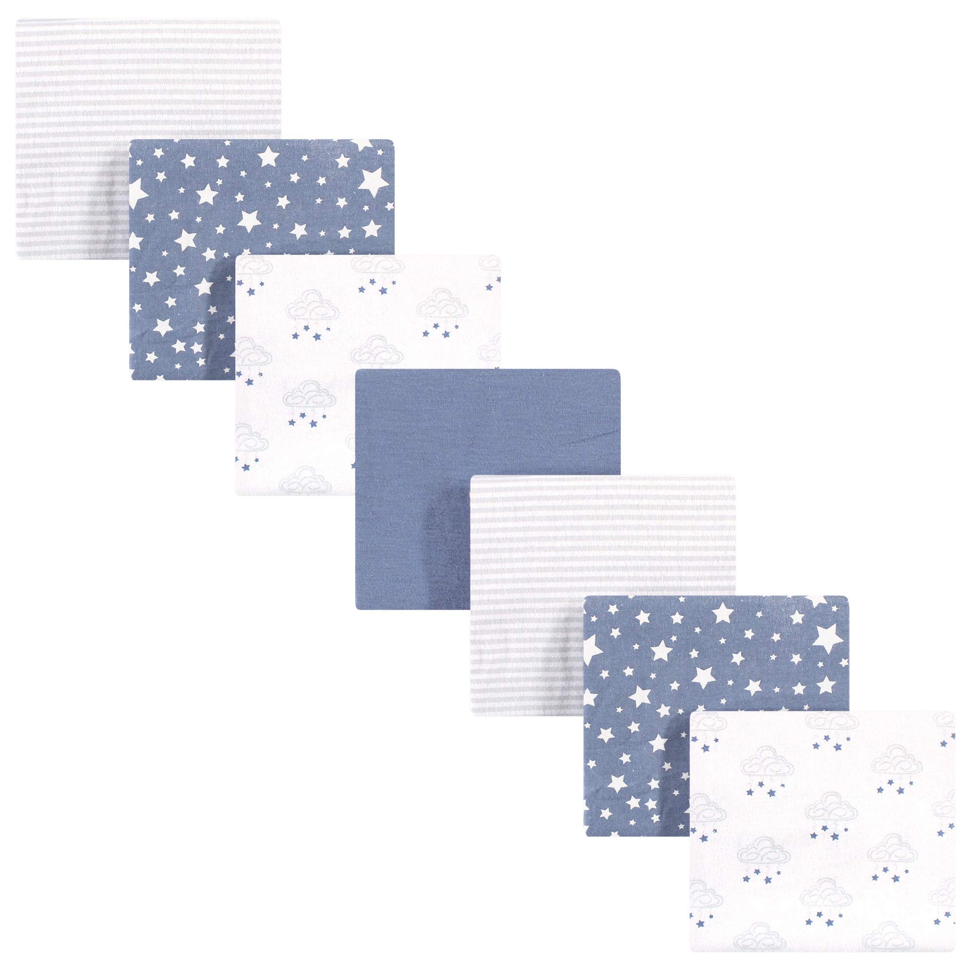 Hudson Baby Unisex Baby Cotton Flannel Receiving Blankets Bundle, Cloud Mobile Blue, One Size