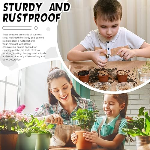 Miniatura 3 de Honoson 32 pinzas de acero inoxidable para manualidades con punta dentada curvada, pinzas multiusos para máquina de coser, pinzas a granel (plateado)