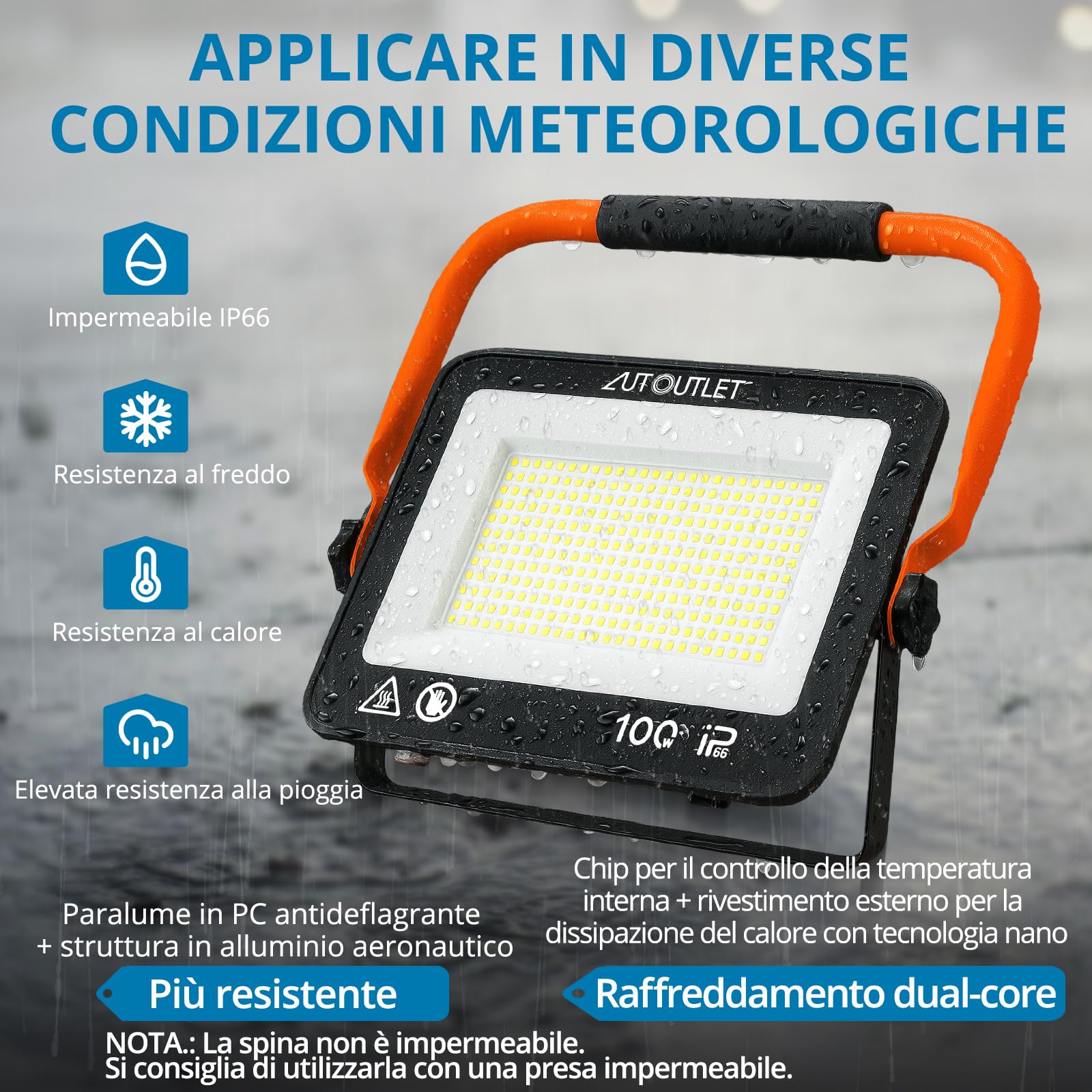 AUTOUTLET Faretto da Cantiere con Treppiede 300W 27000LM,3000/5000/6500K