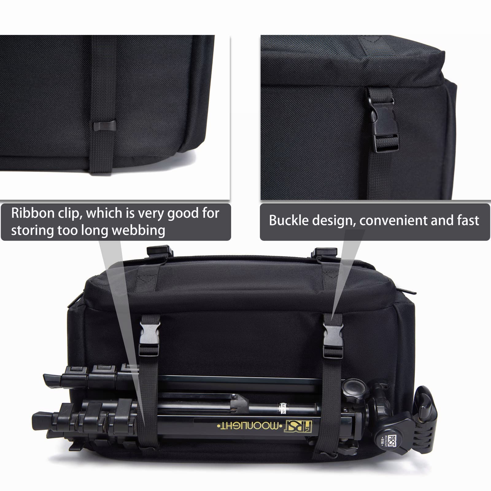 CADeN Borsa per macchina fotografica, impermeabile, borsa a tracolla compatta, per fotocamera DSLR SLR, Nikon Sony Canon, Nero , L, Zaino